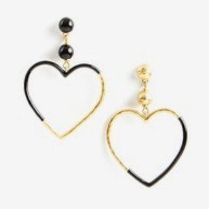 kate spade Black and Gold Heart Earrings